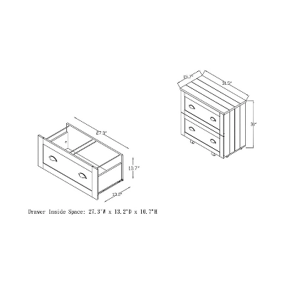 Garon Rustic 2 Drawer Filing Cabinet Walnut- MiBasics - Image 5