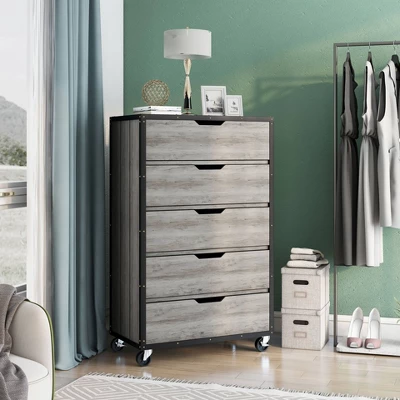Mara Lavista Mobile 5 Drawers Chest Vintage Gray Oak - MiBasics - Image 6