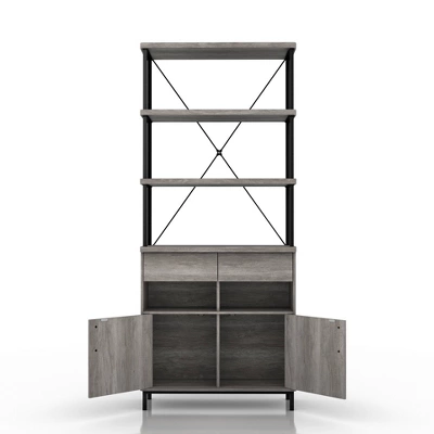73.6" Skamania Rustic Bookcase Vintage Gray Oak - MiBasics - Image 4