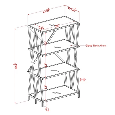 44.25" Werrin 4 Shelf Metal Display Bookshelf Black - MiBasics - Image 4