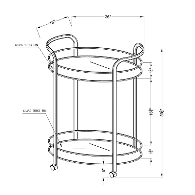 Derria Oval Mirrored Metal Frame Serving Cart - Furniture Of America - Image 3