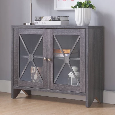 Yanga 1 Shelf Accent Cabinet Distressed Gray - MiBasics