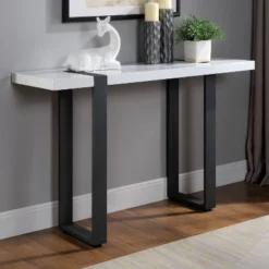 Druse Sofa Table With U-Shaped Legs White/Black - MiBasics