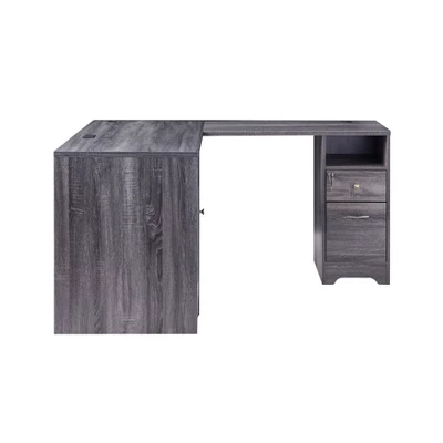 Ghally Locking Drawer L-Shape Desk With USB Ports Dark Gray - MiBasics - Image 3