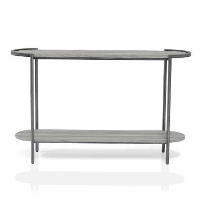 Millerton Lower Shelf Sofa Table Light Gray/Brushed Metal - MiBasics - Image 2