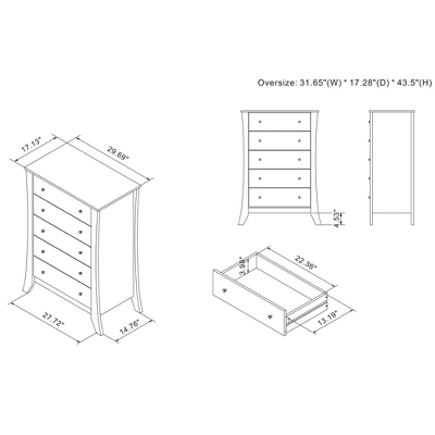 Bysoni 5 Drawer Chest Coastal - MiBasics - Image 17
