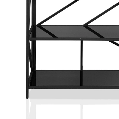 71.5" Ginrel Metal Display 5 Shelves Bookshelf Black - MiBasics - Image 3