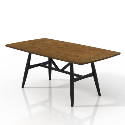 7pc Bernst Mid-Century Modern Dining Table Set Antique Oak/Black/Gray - MiBasics - Image 5