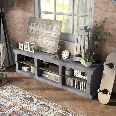 Ossi 6 Shelf TV Stand For TVs Up To 75" Cement - MiBasics - Image 3