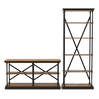 2pc Tullymore Open Shelf Console Table And Bookcase Set - MiBasics - Image 10