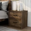 Culver Rustic 2 Drawer Nightstand With Usb Port Walnut - MiBasics