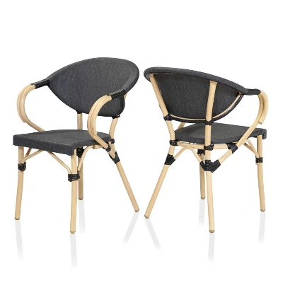 Ansa 2pk Outdoor Wicker Arm Chairs - Dark Gray - MiBasics - Image 2