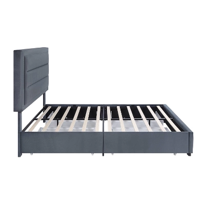 Ekali Upholstered Platform Bed With 4 Side Drawers - MiBasics - Image 3