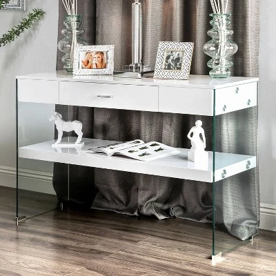 Romna Tempered Glass Sofa Table White - MiBasics - Image 2