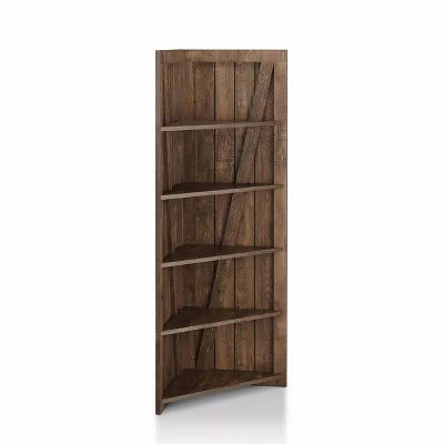 62.99" Jinta 5 Shelves Corner Bookshelf Reclaimed Oak - MiBasics - Image 3