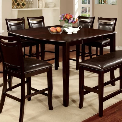 Burton Rounded Wooden Counter Extendable Dining Table Espresso - MiBasics