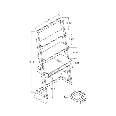 Holten 2 Open Shelves Leaning Desk White Oak/Distressed Gray - MiBasics - Image 6