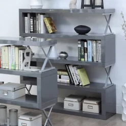 54.38" Duvall 5-Tier Open Bookcase Gray - MiBasics