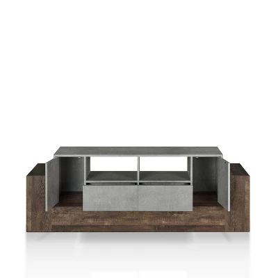 Lums TV Stand For TVs Up To 80" Cement/Reclaimed Oak - MiBasics - Image 4
