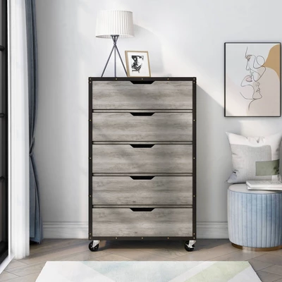 Mara Lavista Mobile 5 Drawers Chest Vintage Gray Oak - MiBasics - Image 5