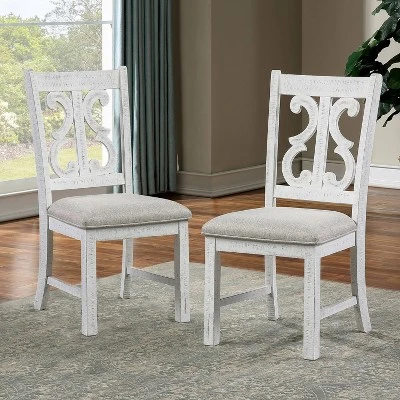 5pc Lexin Rustic Dining Set Distressed White/ Distressed Dark Oak - MiBasics - Image 2