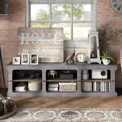 Ossi 6 Shelf TV Stand For TVs Up To 75" Cement - MiBasics - Image 4