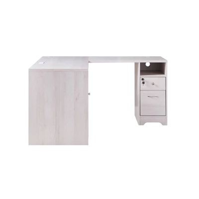 Ghally Locking Drawer L-Shape Desk With USB Ports White Oak - MiBasics - Image 3