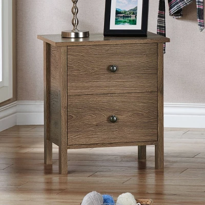 Cecilia 2 Drawer Nightstand Walnut - MiBasics