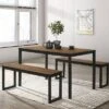 3pc Killucan Dining Table Set With 2 Benches - MiBasics