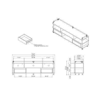 3pc Nanum Entertainment Console For TVs Up To 78" Reclaimed Oak - MiBasics - Image 18