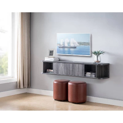 Edwige Floating Console TV Stand For TVs Up To 60" Distressed Gray - MiBasics - Image 7