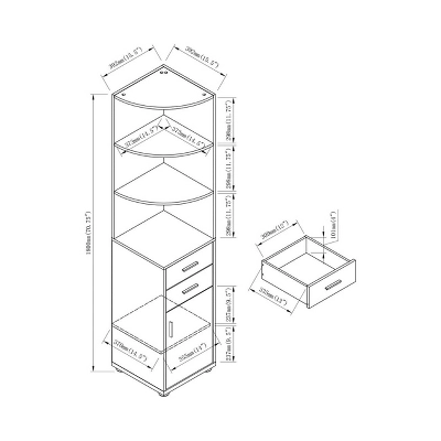 70.75" Julisse 3 Shelf Corner Bookcase - MiBasics - Image 8