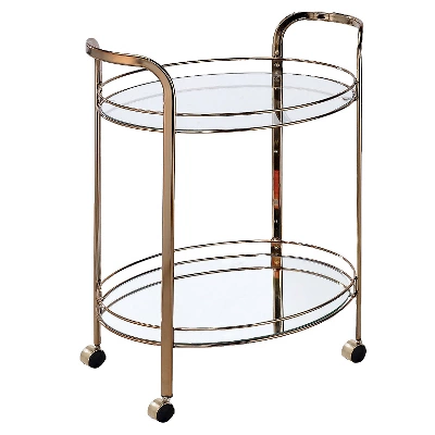 Derria Oval Mirrored Metal Frame Serving Cart - Furniture Of America - Image 6