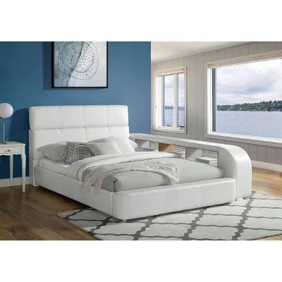 Full/Twin Tioga Upholstered Bookcase Bed White - MiBasics - Image 3