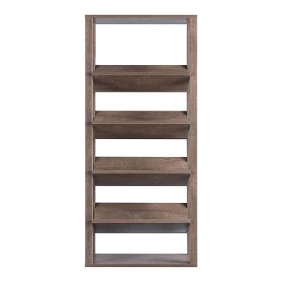 71" Cinerus 6 Shelf Bookshelf Walnut - MiBasics - Image 4