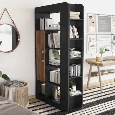 70.87" Triaga Multi Shelf Bookcase Black - MiBasics - Image 3