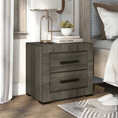 Roxava Contemporary 2 Drawer Nightstand Gray - MiBasics