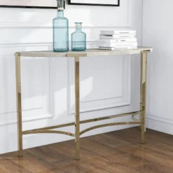 Grand Canal Modern Semi Circle Sofa Table Champagne - MiBasics