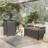 2pc Maksville Outdoor Aluminum Storage Bench & Trash Can - MiBasics