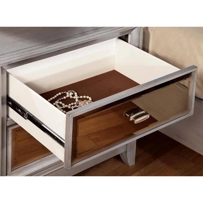 Reina 2 Drawer Nightstand Silver - MiBasics - Image 3