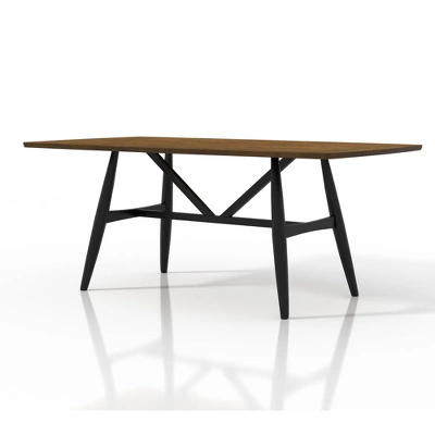 7pc Bernst Mid-Century Modern Dining Table Set Antique Oak/Black/Gray - MiBasics - Image 6