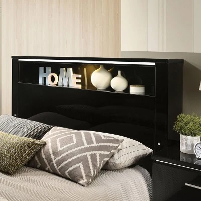 5pc Shorehaven Bedroom Set With 2 Nightstands Black/Chrome - MiBasics - Image 2