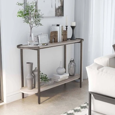 Millerton Lower Shelf Sofa Table Light Gray/Brushed Metal - MiBasics - Image 4