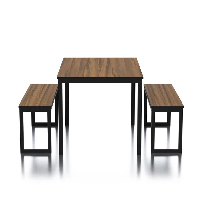 3pc Killucan Dining Table Set With 2 Benches - MiBasics - Image 2