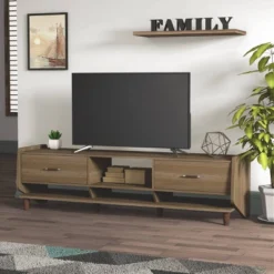 Evan TV Stand For TVs Up To 70" Honey Walnut - MiBasics