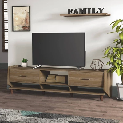 Evan TV Stand For TVs Up To 70" Honey Walnut - MiBasics
