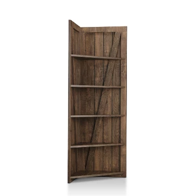 62.99" Jinta 5 Shelves Corner Bookshelf Reclaimed Oak - MiBasics - Image 2