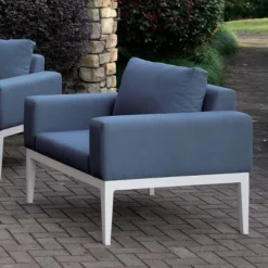 Sitgreaves Metal Patio Arm Chair White/Blue - MiBasics