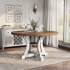 Lexin Round Dining Table Antique White/Dark Oak - MiBasics
