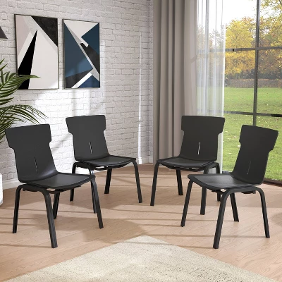 Set Of 4 Ambre Stackable Guest Office Chairs Black - MiBasics - Image 2